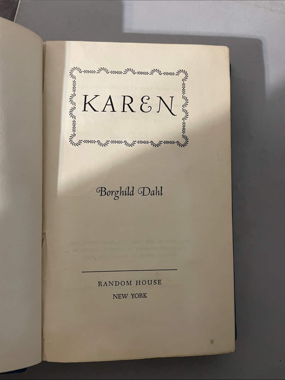 Karen by Borghild Dahl — hardcover book vintage
